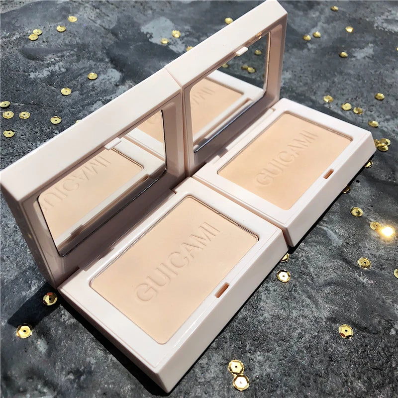 GUICAMI Brand Face Base Pressed Powder Makeup Matte Shimmer Fix Palette Concealer Contour Nude Compact Cosmetics With Puff Vue