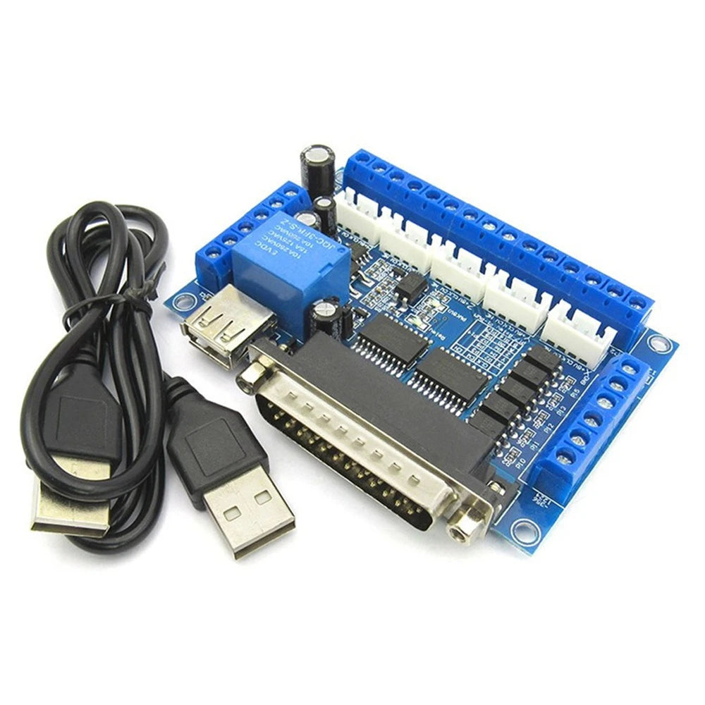 5 Axis CNC Interface Adapter Breakout Board Stepper Motor Driver Mach3 Motor Controller with Optocoupler Isolation and USB Cable Vue