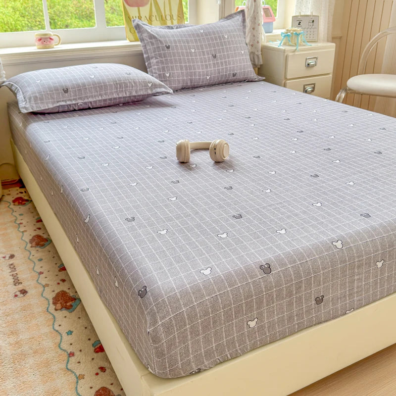 Cartoon Capybara Pattern Fitted Sheet Brushed Microfiber Single Double Mattress Cover Queen Non Slip Bed Sheet with Elastic Band Vue
