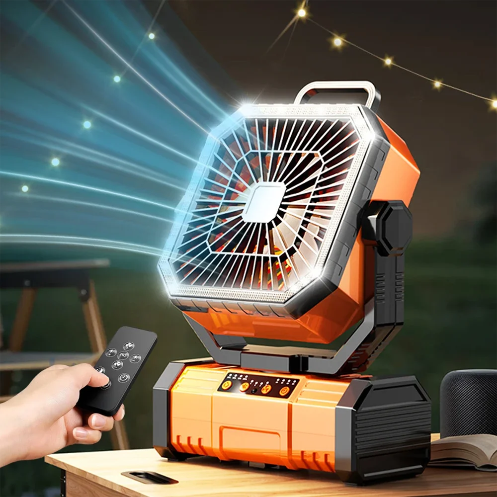 4-in-1 Multifunctional Fan with LED Light USB Outdoor Power Bank And Bluetooth Speaker—Ideal For Outdoor Camping And A Desk Fan Vue