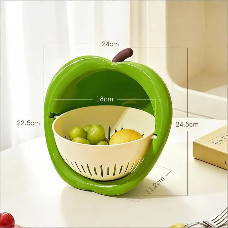 Fruit Shaped Drain Basket Perfect for Kitchen Fruit and Vegetable Cleaning Vue Green