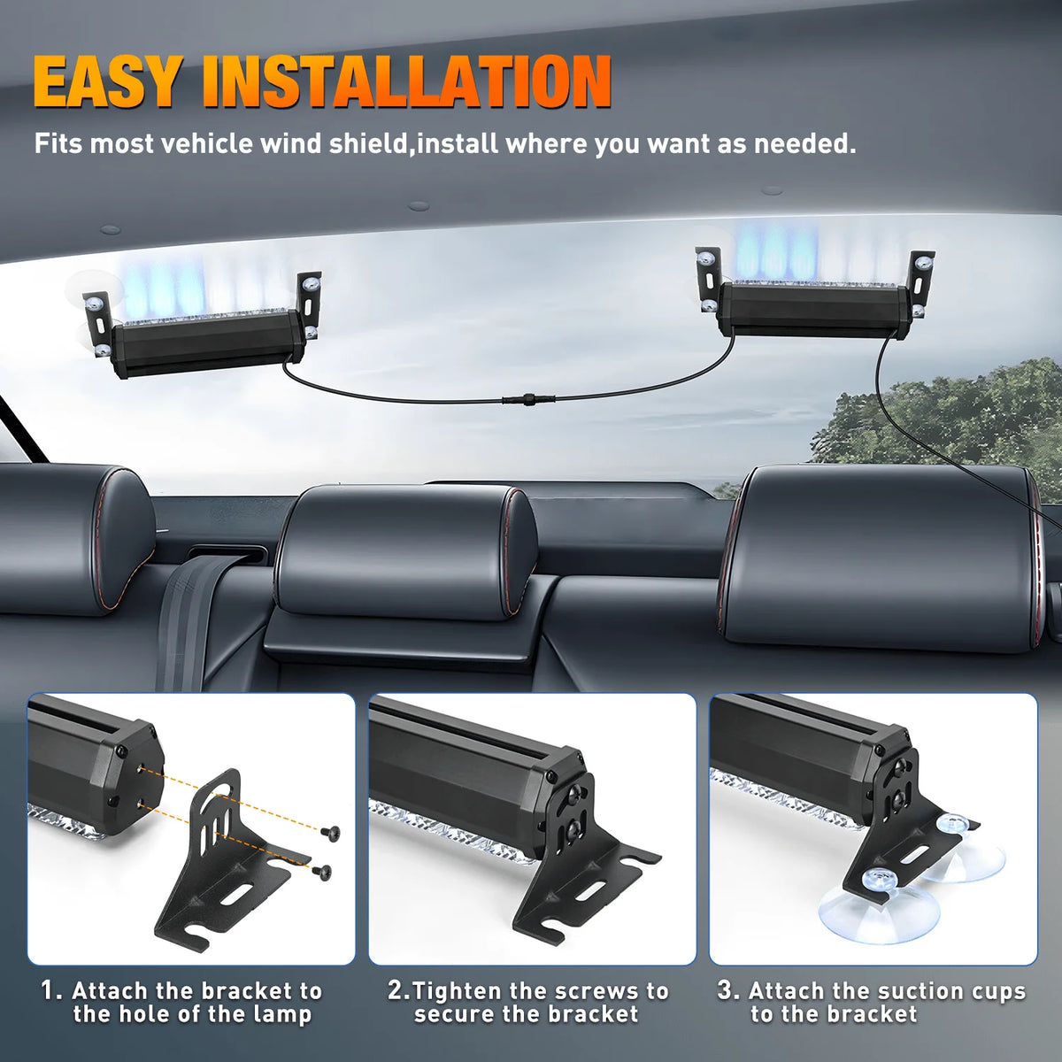 Nilight Automotive Strobe Traffic Advisor Light Bar 2-1 Dash Warning Safety Flashing Light Front/Rear Off-Road Truck Accessories Vue