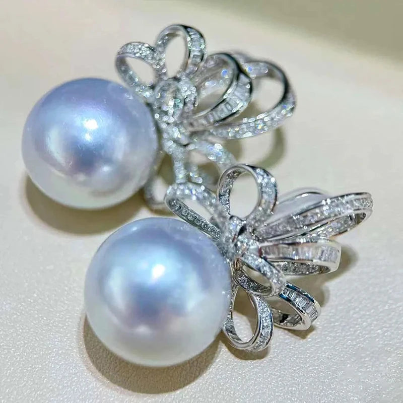Huitan Pearl & Cubic Zirconia Drop Earrings for Women Drop Earrings Vue E5238