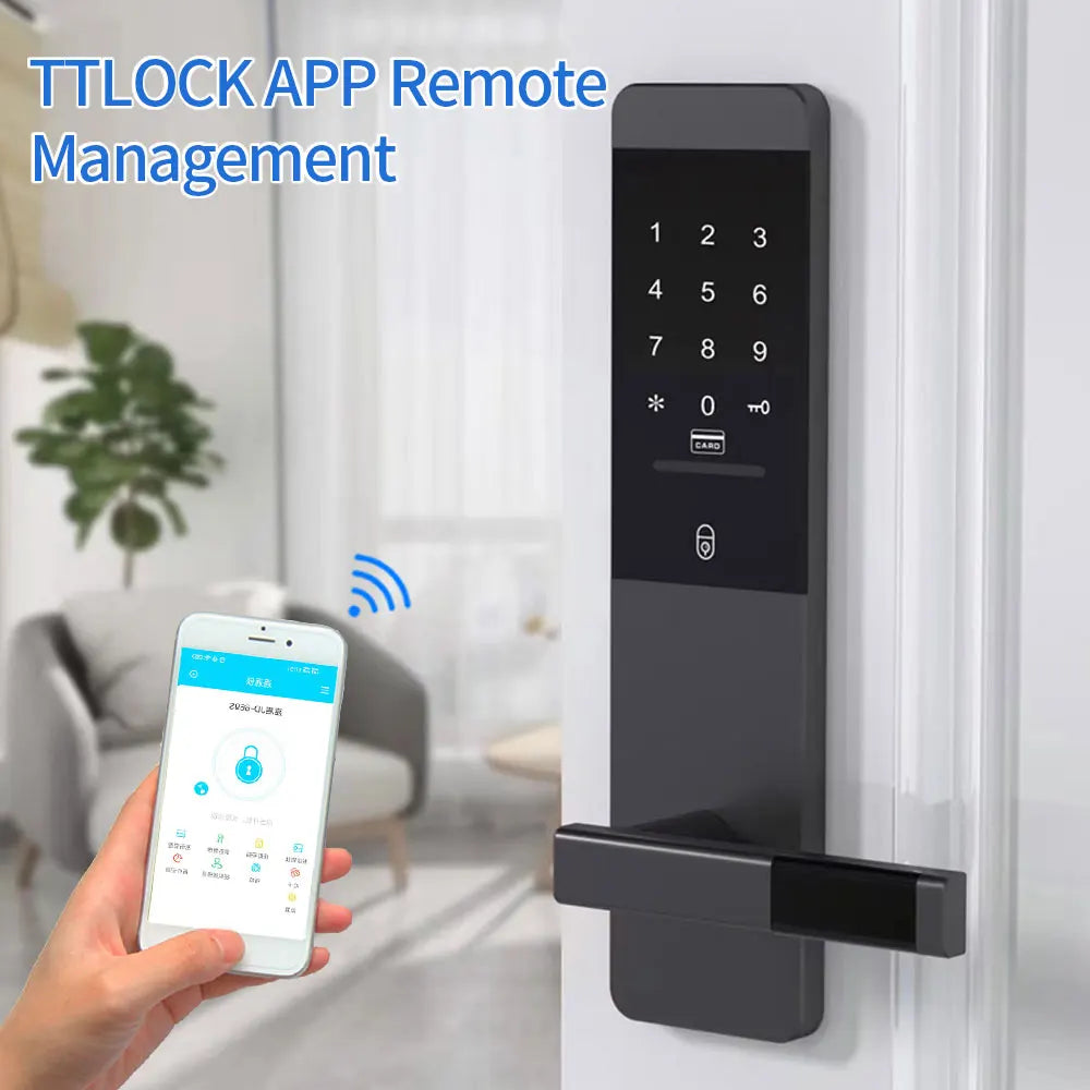 TTLOCK Bluetooth Smart Door Lock Phone Remote Unlock Magnetic RFID Card Password Temporary Password G2 Gateway Wifi Connection Vue