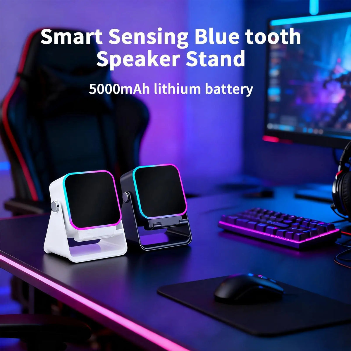 5 In 1 Auto-induction Wireless Induction Speaker Foldable with Light Phone Speaker Stand Portable 10W Induction Speaker frame Vue