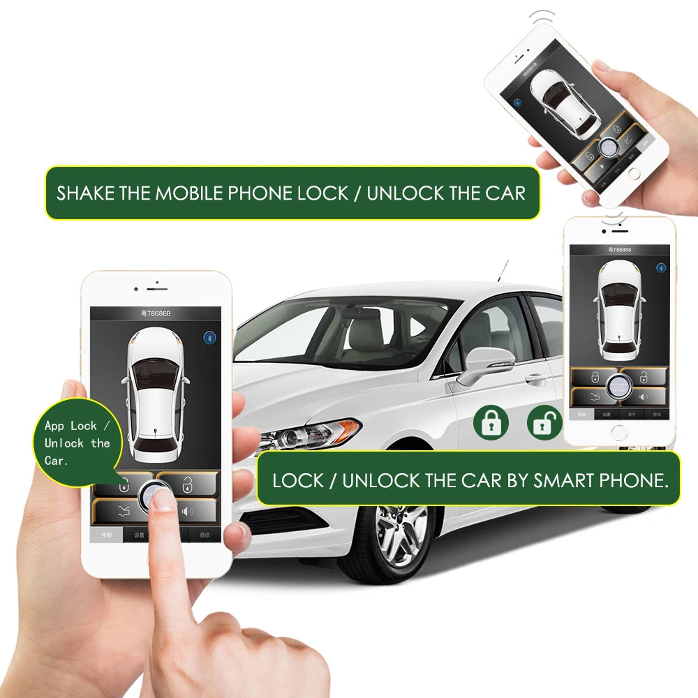 PKE Car Control Alarm Smart Phone System Kit Smart Passive Auto Central Locking Car Door Keyless Push Remote Button Vue