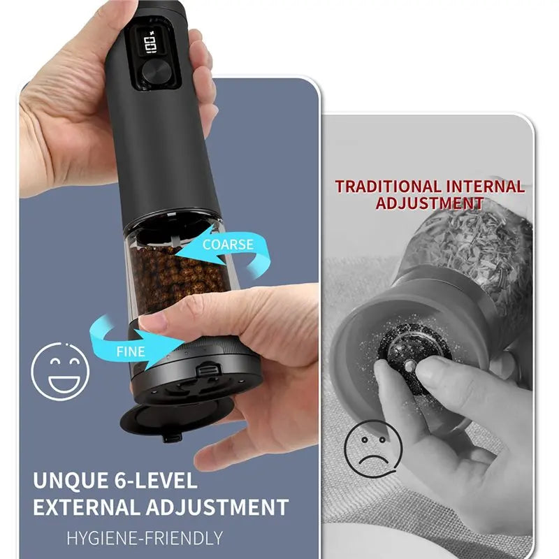 ABKW-Salt And Pepper Grinder Set Rechargeable Salt Grinder Automatic Pepper Grinder With Base Vue