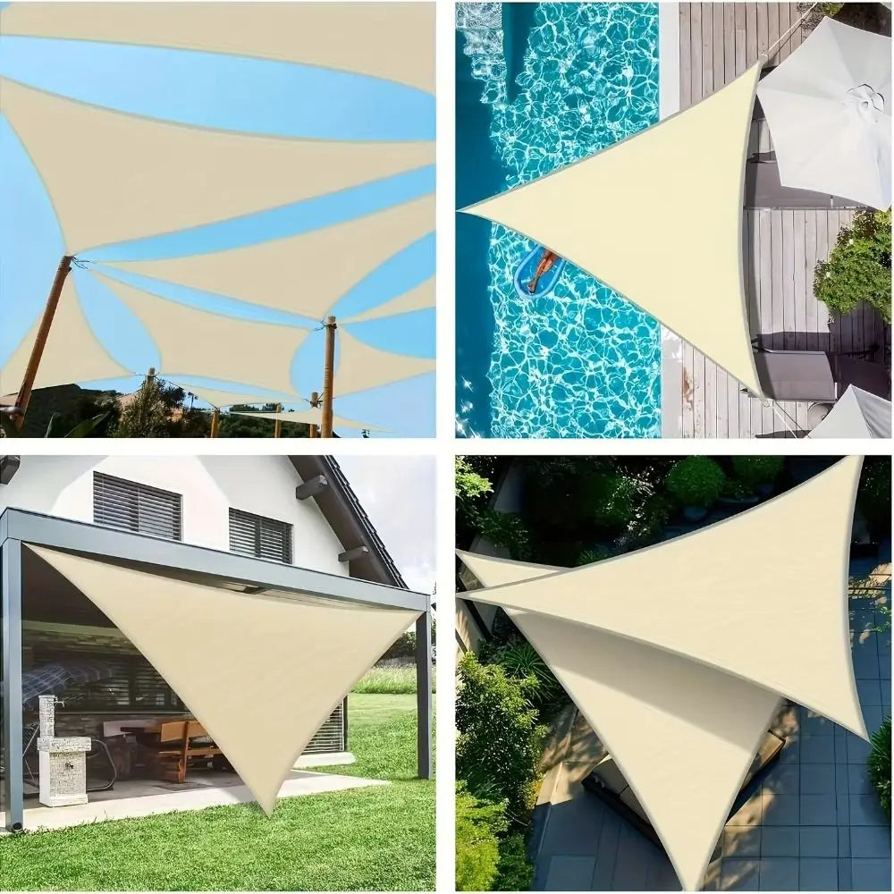 Triangle Waterproof Sun Shelter 3x3x3M Size With Ropes Outdoor Canopy Portable 95% UV Block Shade Sail Pool Area Vue