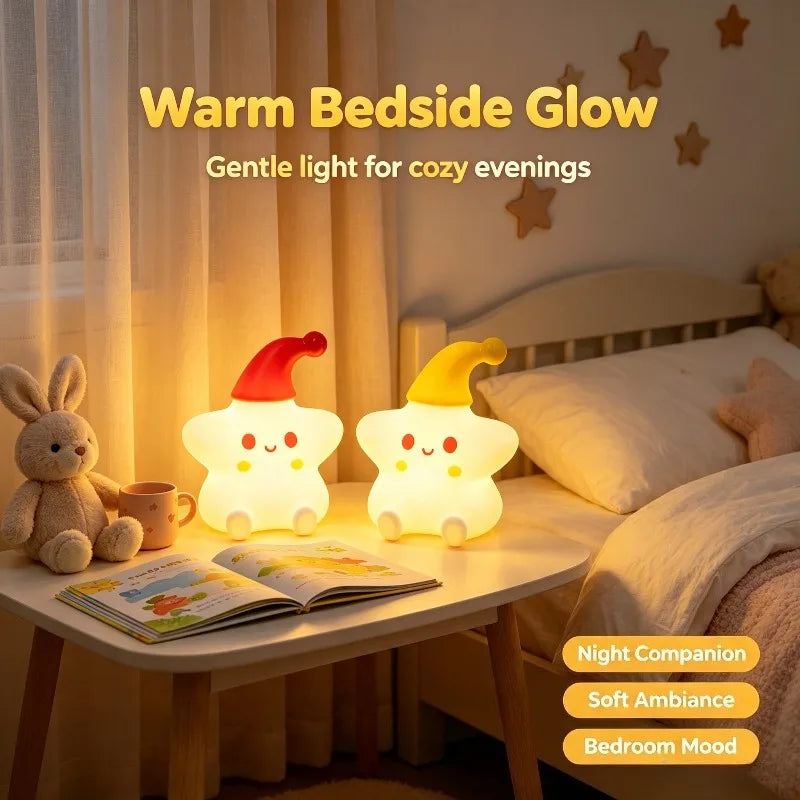 Cute Yellow Star LED Lamp, Portable Battery Night Light Gift for Kids Bedroom Home Decor Vue