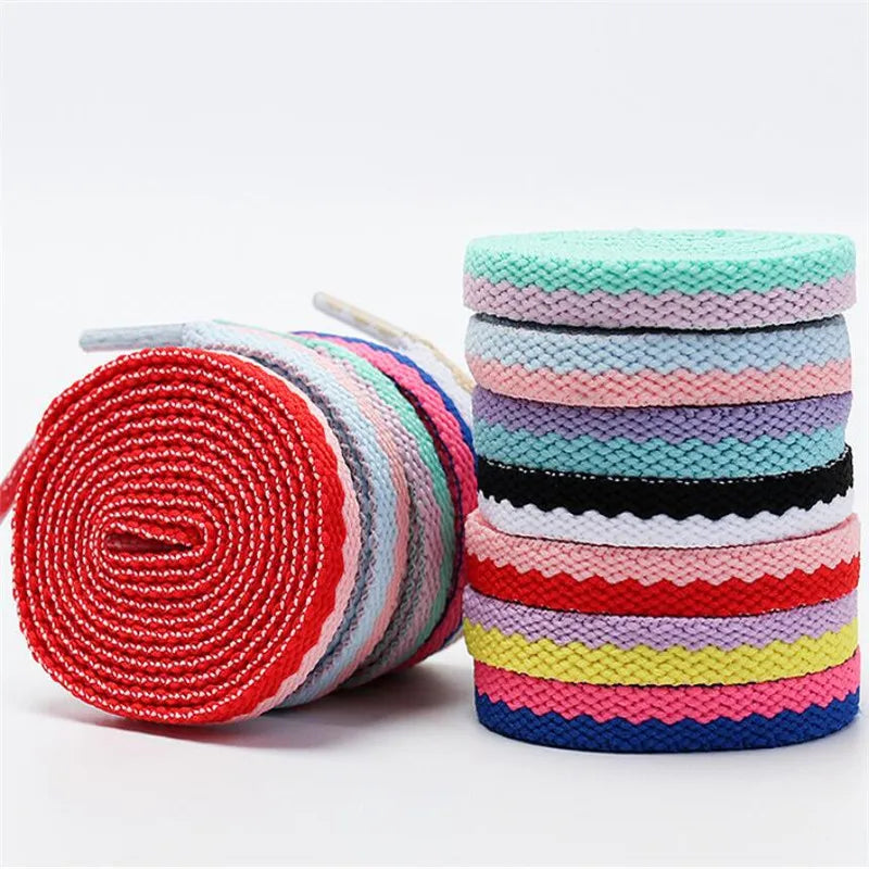 Two-tone Flat Shoelaces Classic Woven Cutout Sneakers Color Block Shoelace Flat Suitable For All Shoes Lace Adult Children Vue