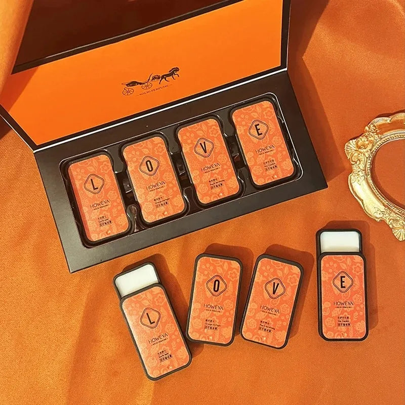 4-Piece Solid Perfume Set, Floral and Fruity Scents, Long-Lasting Fragrance, Delicate Scent and Portable, Suitable for Gifting or Daily Use Vue