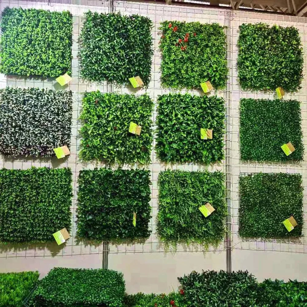 UV Resistant Artificial Grass Wall Panel Square Shape 40*60cm Size Privacy Fence Panel Green Color Fake Lawn Carpet Vue
