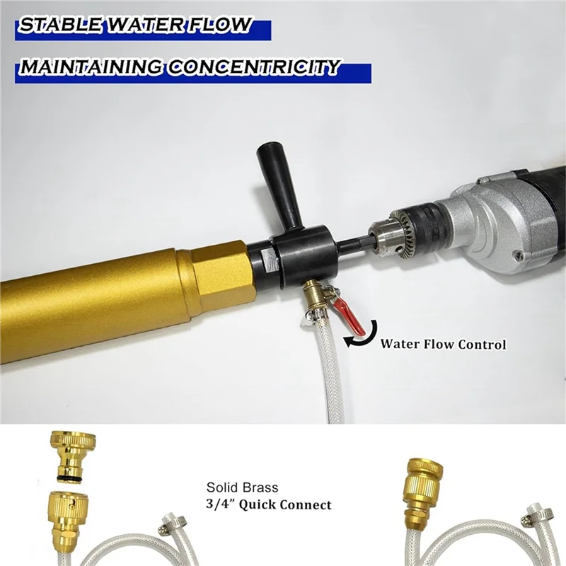 ABKW-1 1/4In-7 Male To SDS Plus Drill Adapter Kit- Water Injection Capable,Includes Solid Brass Hose Quick Connector And Hose Vue