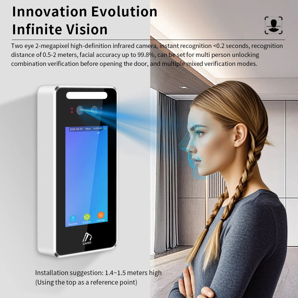Asia Teco World Debut 4inch 5000user TCP/IP WIFI Dynamic Face Recognition Access Control Attendance Machine with Mask detection Vue