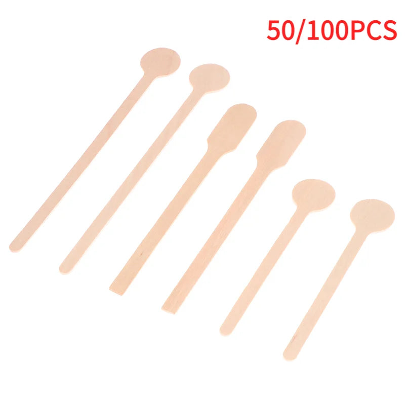 100/50Pcs Coffee Sticks Disposable Wooden Coffee Stirrers Hot Cold Drinking Stir Beverage Stir Sticks Biodegradable Utensils Vue