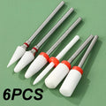 Kit-6PCS Ceramic Nail Drill Bits, Pedicure Remover， for Acrylic Gel, Nails Polishing Tools, Nail Art Pedicure Manicure Tools Vue Kit-6PCS