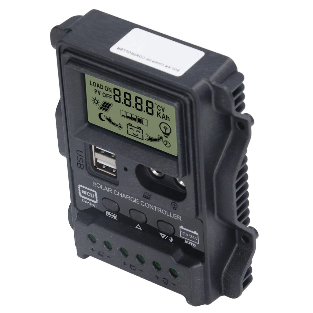 Dual USB Solar Controller ABS LCD Display PWM Charging Controllers Light Control 12V24V Solar Controller Vue