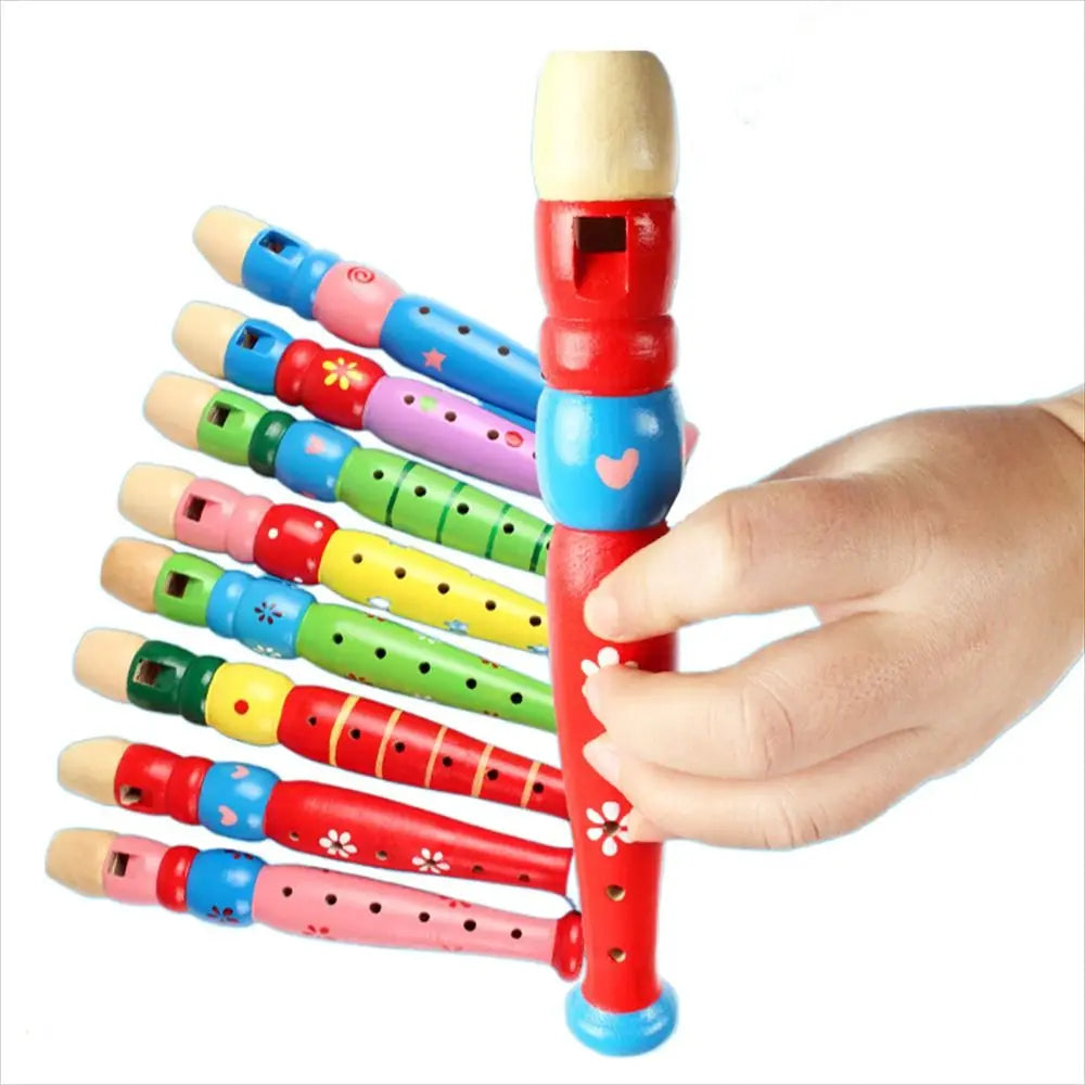 Educational for Children Baby 20cm Musical Instrument Short Flute Cartoon Flute 6-Holes Recorder Wooden Flute Vue