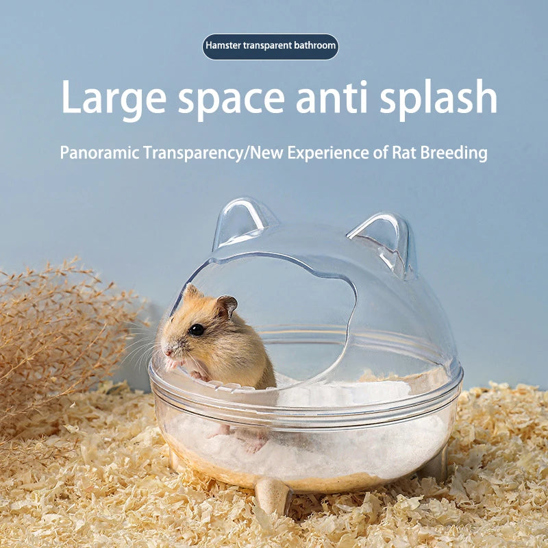 Large Capacity Hamster Transparent Bathroom Small Pet Sand Bath Cage Prevent Splash Bathing Transparent Shower Room Accessories Vue