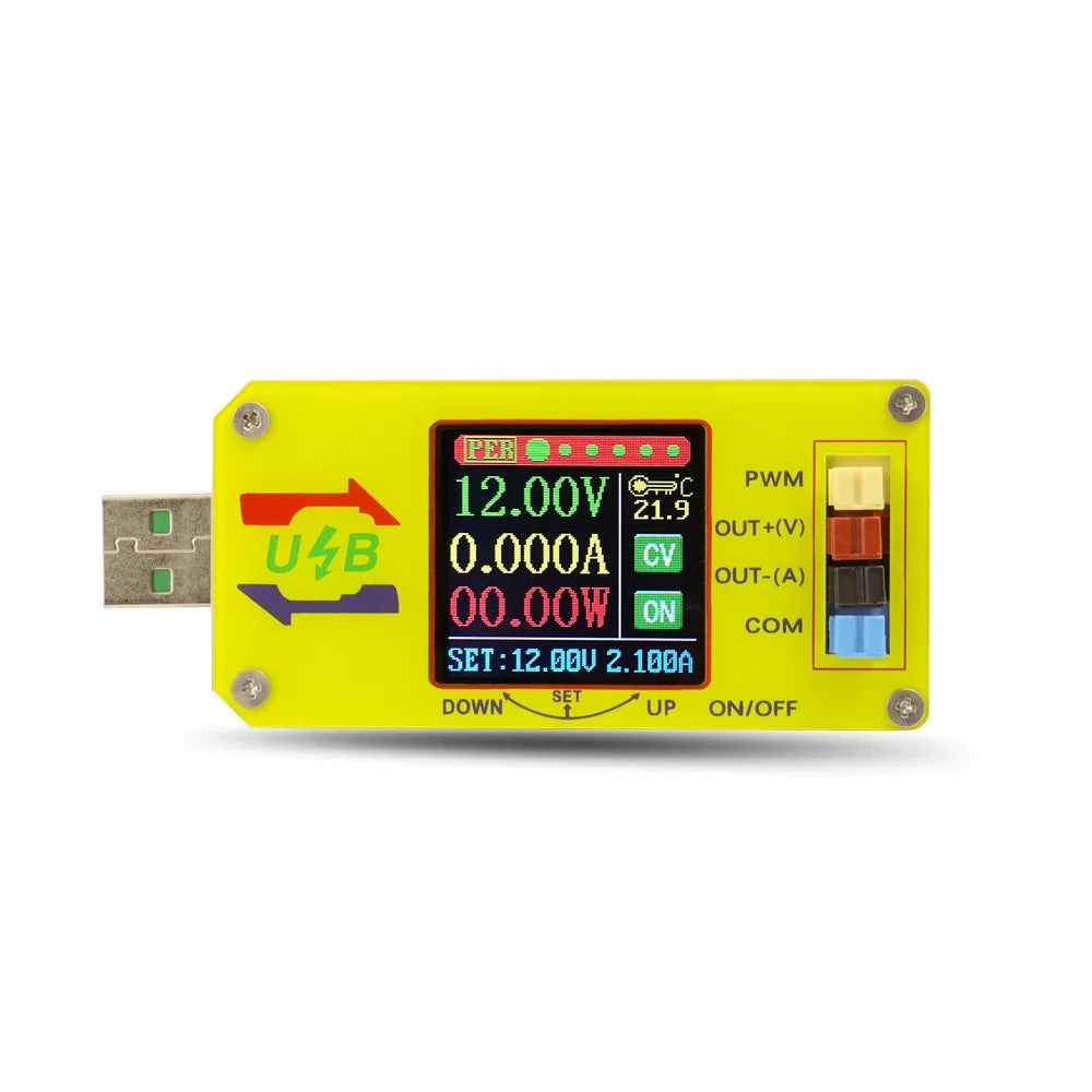 XY-UDTA CNC USB Voltage Step Up Down Power Supply Module 1.44 inch LCD Display 15W Voltmeter Ammeter Coulometer PWM Generator Vue
