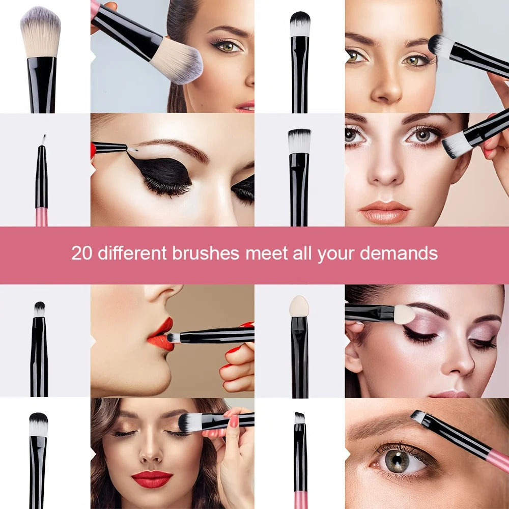 Makeup Brush Set 20Pcs Kit Soft Fluffy Eye Shadow Brushes Cosmetic Foundation Powder Highlighter Blending Beauty Tool Beginners Vue