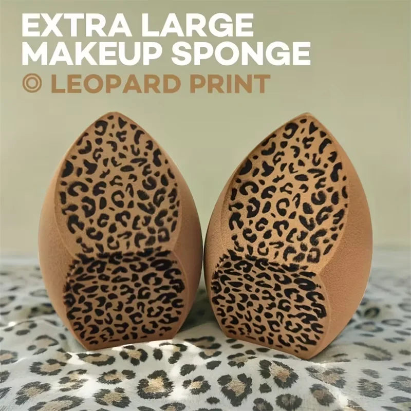 1/2pcs Extra Large Leopard Print Makeup Sponge Wet/Dry Dual Use Three-cut Makeup Sponge Flawless Liquid Foundation Application Vue