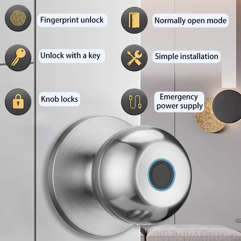 XSDTS With Tuya Biometric Fingerprint Smart Door Lock Electronic Lock Keyless Security Door Entry Home House Apartment Vue