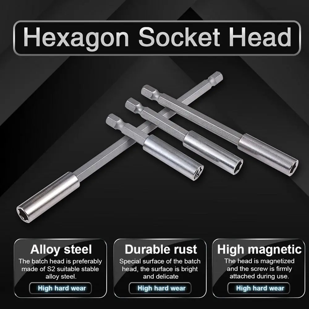 Connect 1/4" For Screw Bit Extension Screwdriver Hex Shank Drill Bit Holder Rod Socket Extender Vue