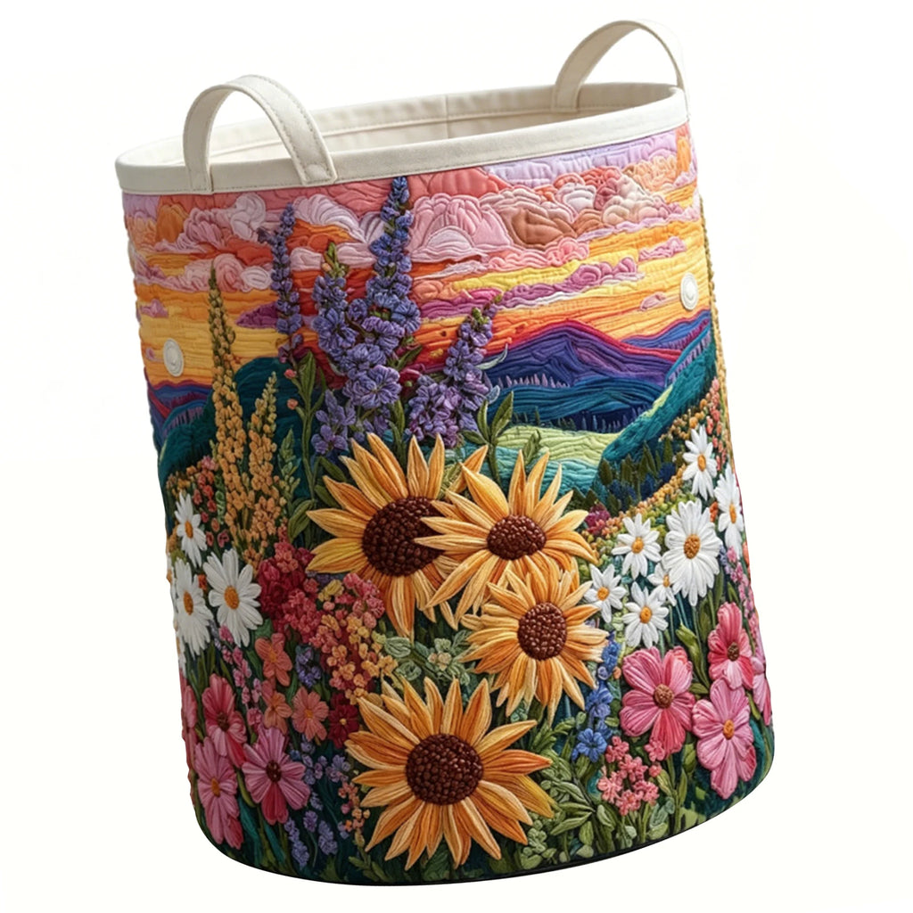 Foldable Boho Quilted Laundry Hamper Basket with Handles Laundry Hamper Basket Vue