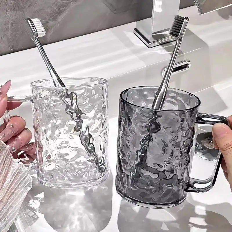 Toothbrush Cup Plastic Handle Transparent Holder for Home Dormitory Travel Kids and Adult Daily Bathroom Use Vue