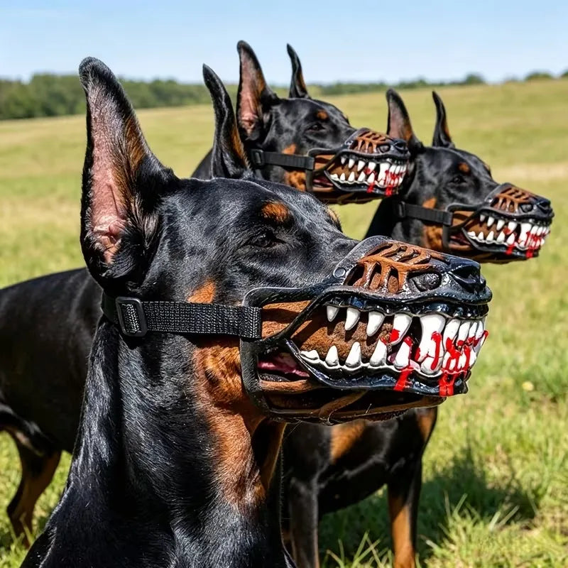 Werewolf Dog Muzzle with Realistic Fangs and Scary Teeth Hilarious Halloween Costume Prop for Anti Bite Chew Scavenging Training Vue