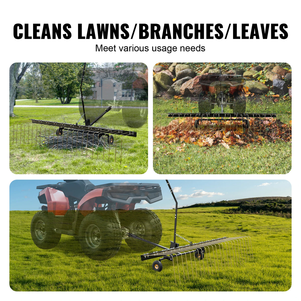 60" Tow-Behind Dethatcher – 24 Steel Tines for ATV & Mower Tow-Behind Dethatcher Vue