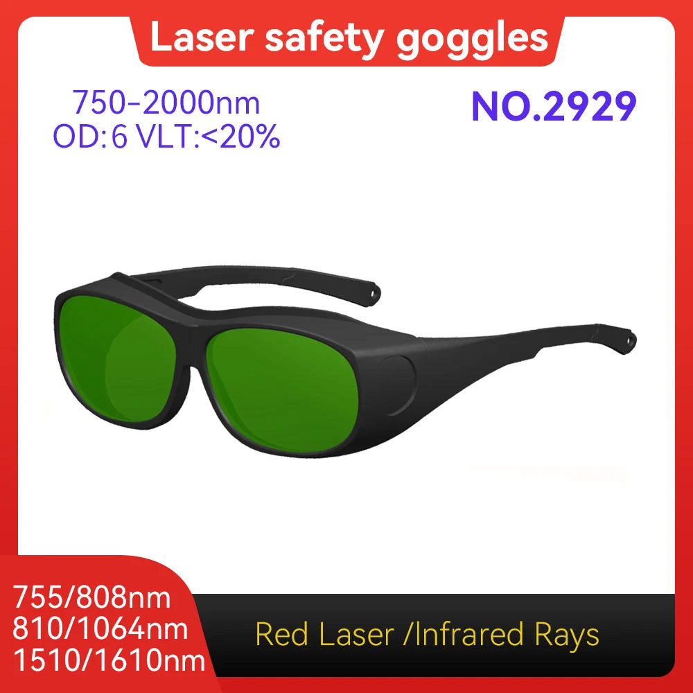 Laser Goggles ANSI Z87.1 Approved OD7+ 800-1100nm Impact-Resistant PA Frame Laser Lenses for High Power Fiber Laser Cutting Vue Model 2929 OD6