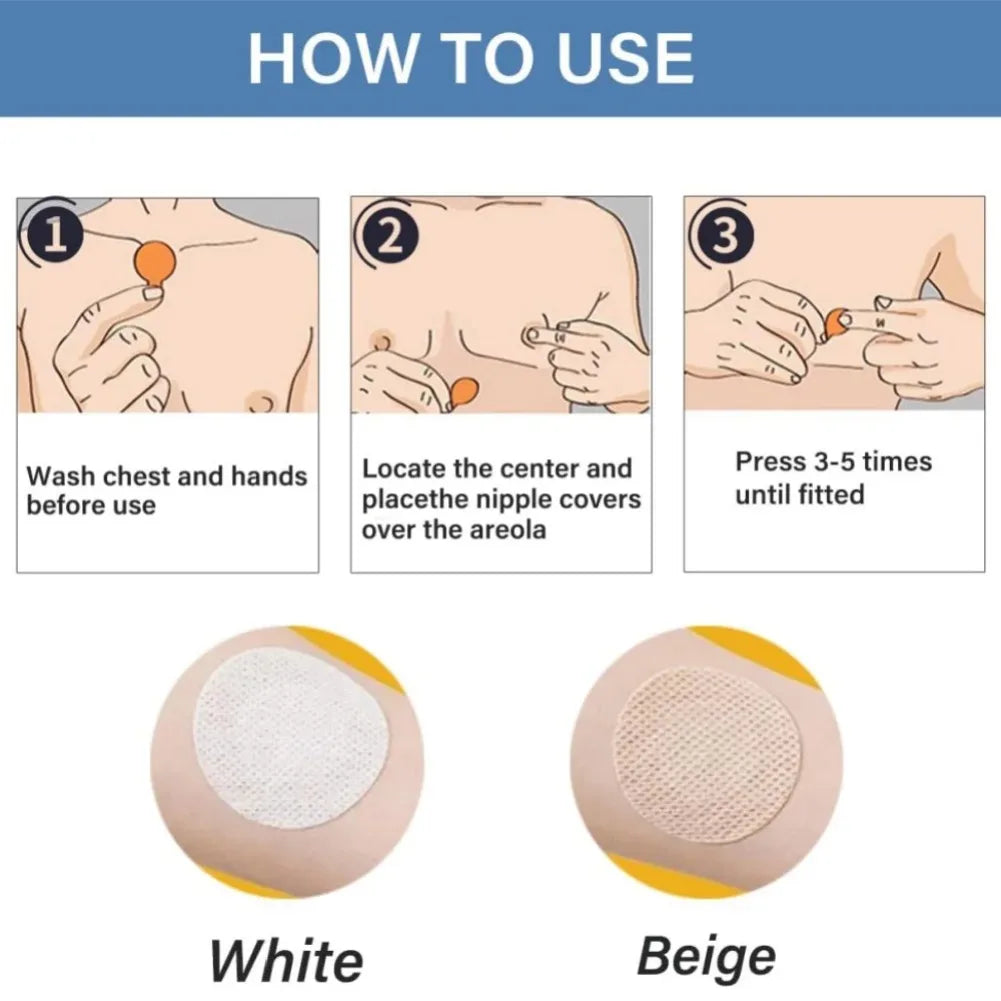 60Pcs Men Nipple Covers Anti Chafing Running Nipple Patches Breathable Invisible Sports Nipple Guards Marathon Adhesive Bandages Vue
