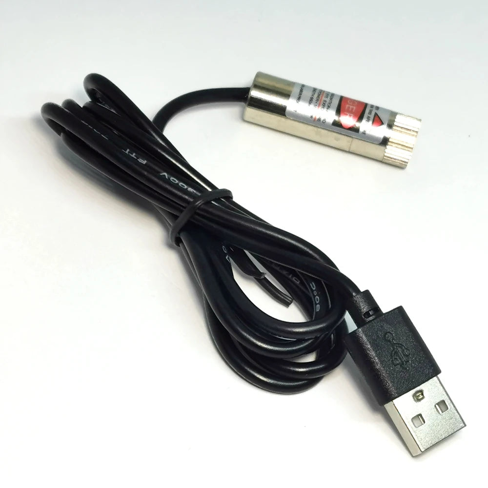 USB Adapter 650nm 100mw Red Laser Diode Module Focusable Dot Line Cross Beam 12*35mm Vue