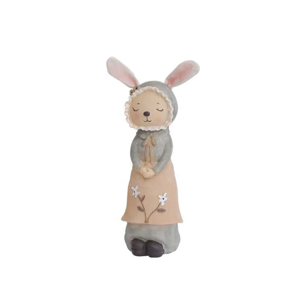 Mini Easter Bunny Statue Cute Resin Crafts Mini Rabbit Figurine European Pastoral Rabbit Desktop Ornament Bookshelf Cabinet Vue Female