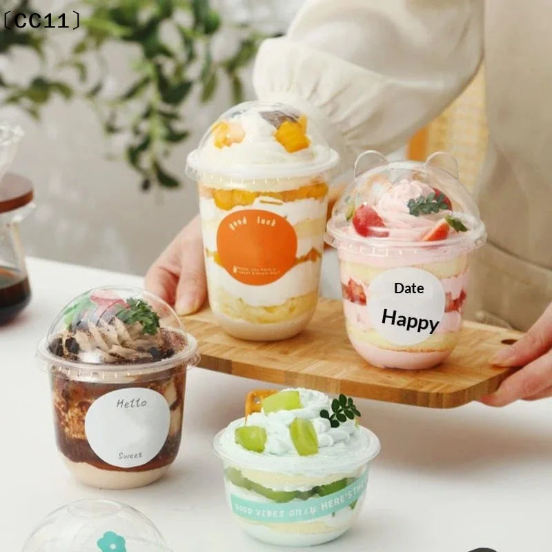 Plastic Salad Dessert Cups 50Pcs 250ML 300ML 360ML 500ML Disposable Clear Bowls For Catering Event Food Serving Vue