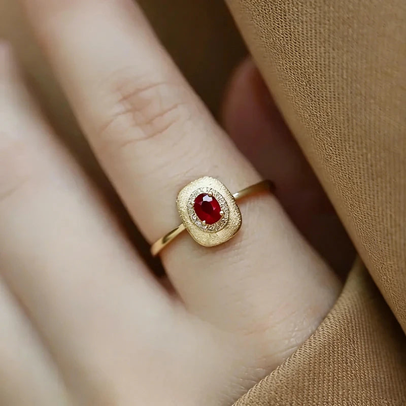 Huitan Red CZ Gold-Tone Ring | Women's Wedding & Engagement Band Fashion Ring Vue