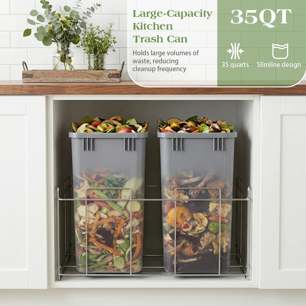 10-Pack 35 QT Pull-Out Cupboard Bin for Kitchen & Bathroom Pull-Out Cupboard Bin Vue