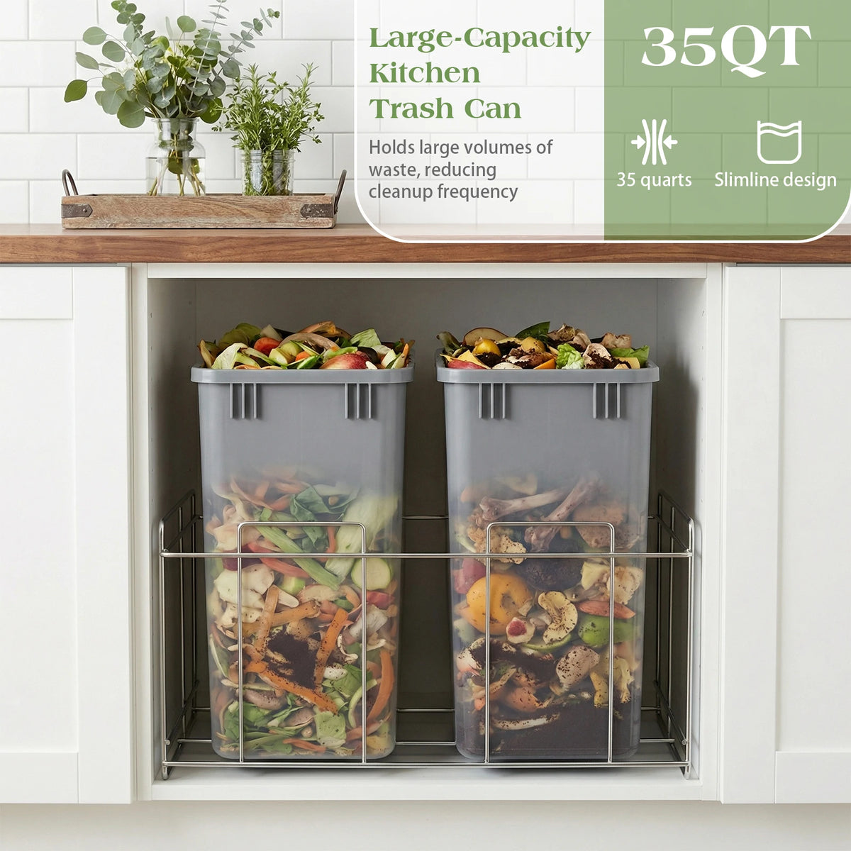 10-Pack 35 QT Pull-Out Cupboard Bin for Kitchen & Bathroom Pull-Out Cupboard Bin Vue