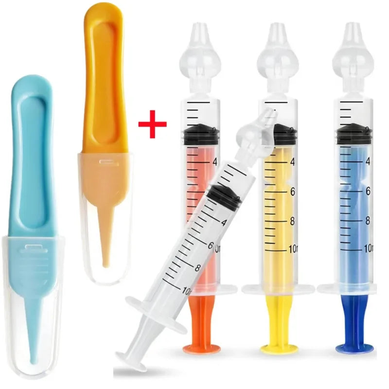 vvocci Nasal Professional Baby Aspirator with Nose Cleaning Tweezers Set Syringe Nasal with Tweezers for Newborn Infants Kids Vue