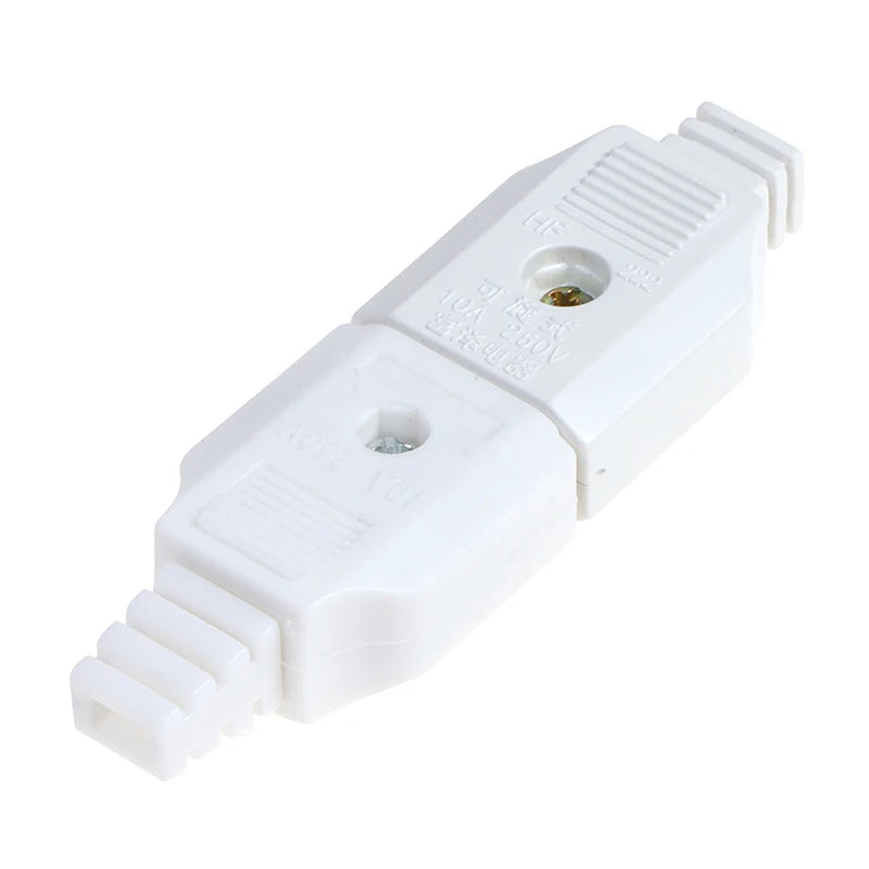 1PCS Whtie US American 2 Flat Pin AC Electric Power Male Plug Female Socket Outlet Adapter Wire Extension Cord Plug Adaptor Vue