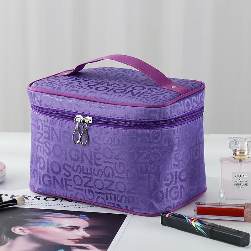 Women'S Makeup Bag Large Capacity Cosmetics Storage Bag Foldable Toilet Wash Bag Travel Essentials Handheld Cosmetic Bag Vue purple