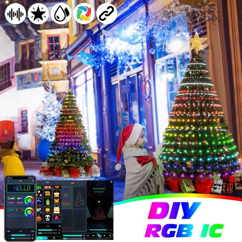 Christmas Tree Lights Application DIY Lmage LED RGB IC String Light Bluetooth Control LED Christmas Decorations 2024 Vue