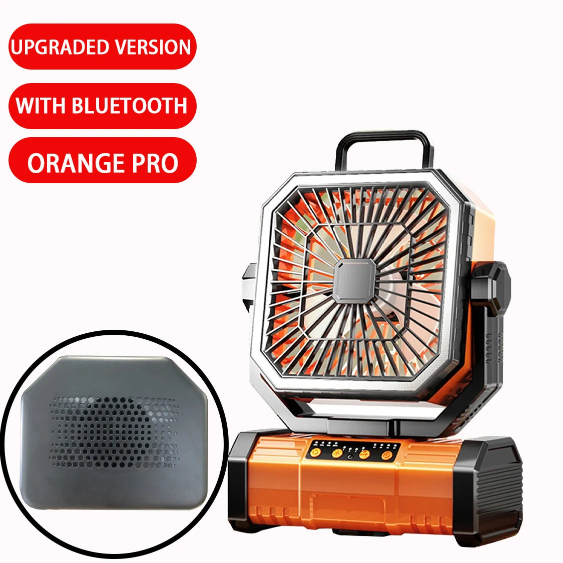10000mAh Multifunctional Outdoor Camping Fan With Bluetooth Speaker Suitable For Outdoor Camping And Picnicking Vue orange pro