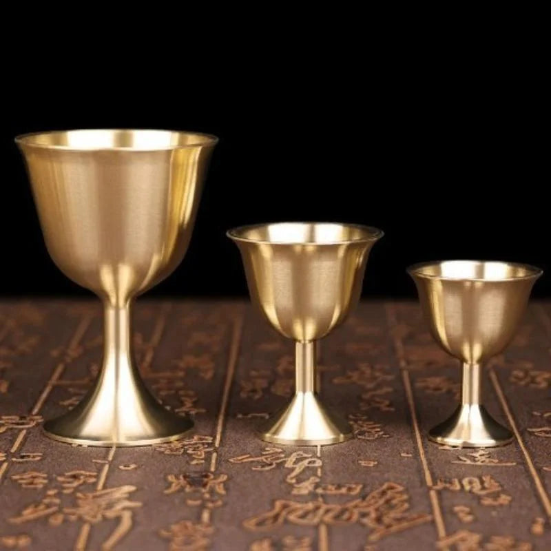 S M L Vintage Brass Mug Red Wine Glass Good Gloss Copper Portable
