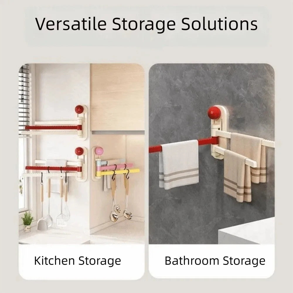 Dopamine Plastic Rotating Towel Rack Self Adhesive Wall Mounted 180° Swivel Towel Rack Space Saving Toilet Towel Rod Bathroom Vue