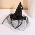 Simple Folds Halloween Witch Hat Satins Feather Design Retro Veil Witch Hat Black Cosplay Photo Props Wizard Cap Parties Vue Black