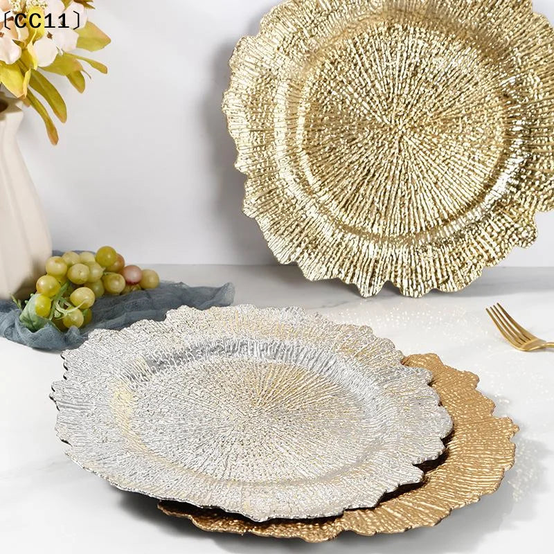 Floral Reef Round Plastic Chargers Plates Large Dinner Plate Wedding
