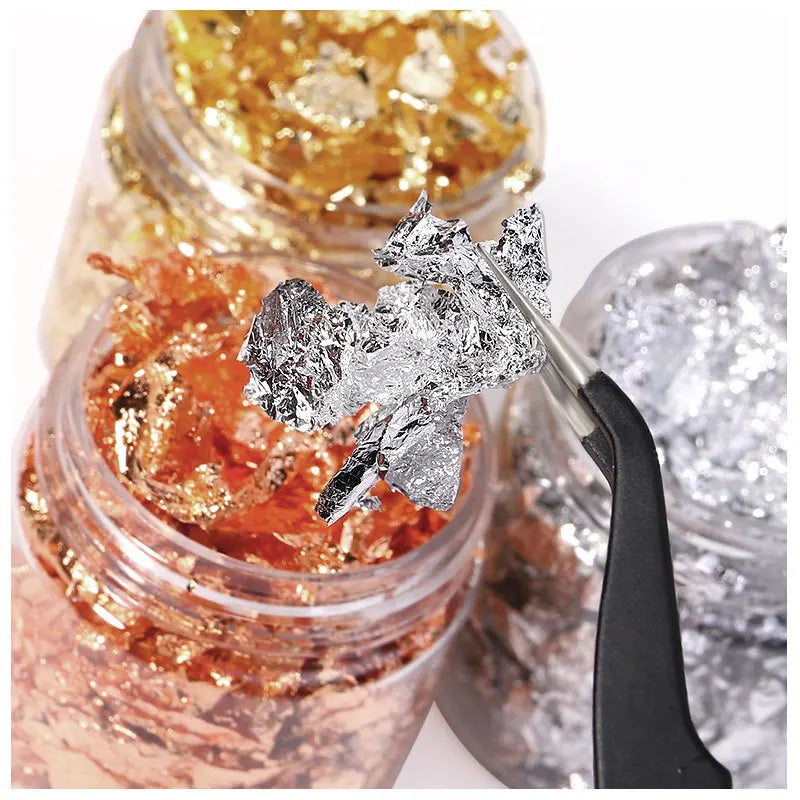 1Box Gold Silver Irregular Nail Art Foil Paper Glitter Gold Leaf Flakes Nail Art Sequin Foil Paper Fragments DIY Manicure Decora Vue